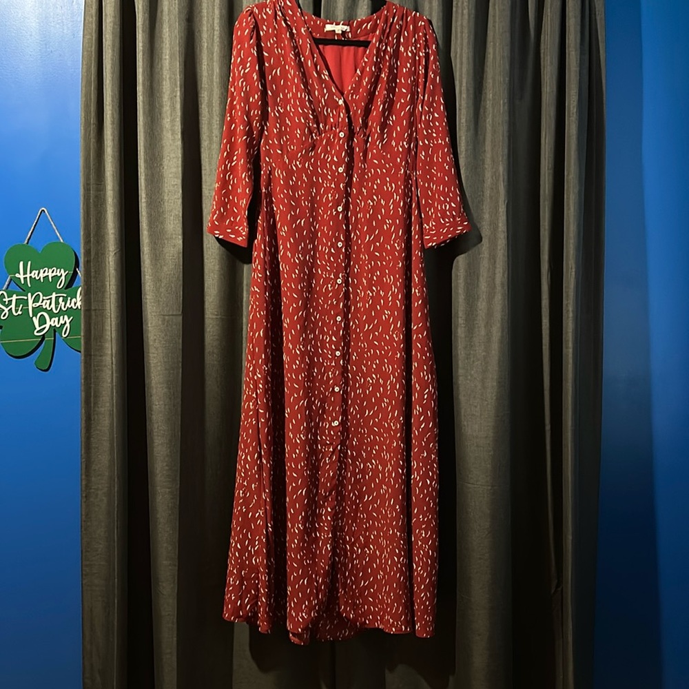 Dark red printed maxi dress